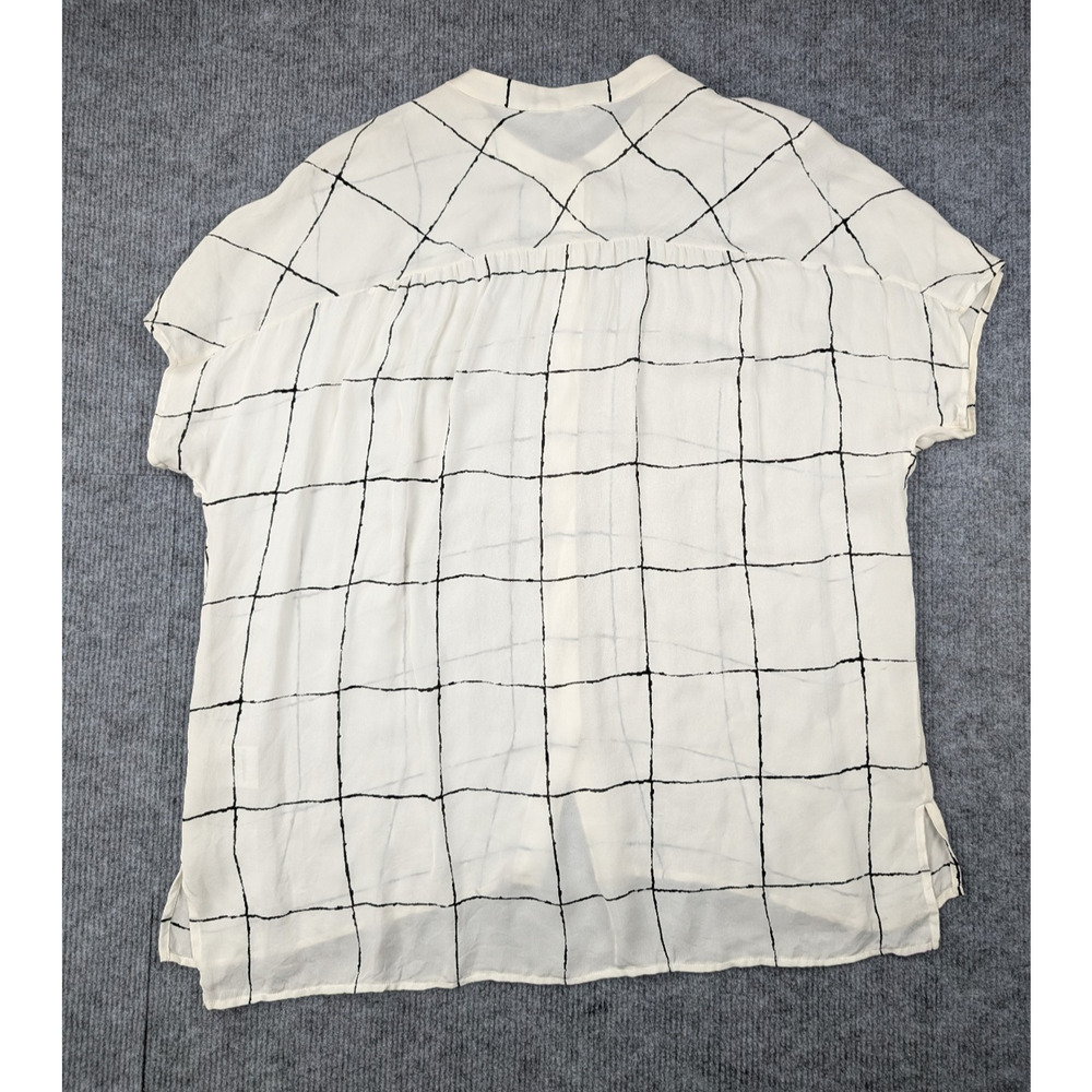 Vince Silk Blouse Womens Small Check Windowpane Camp Button Relaxed Old Money - Picture 3 of 7